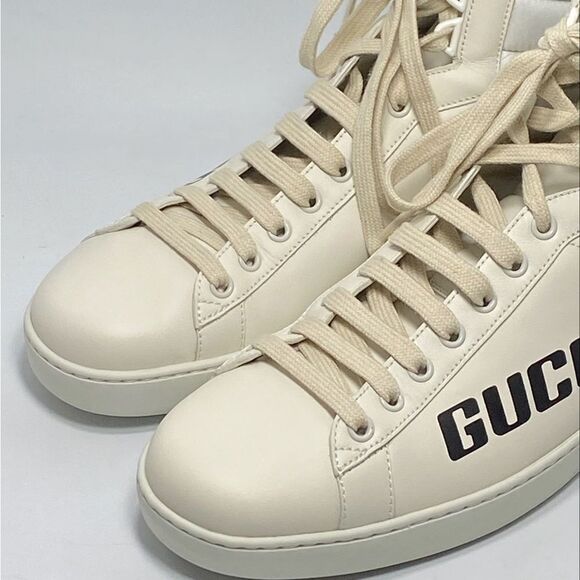 GUCCI Calfskin Ace Gucci Band Mens High Top Sneakers size 9.5/ US size 10.5 - Picture 4 of 14